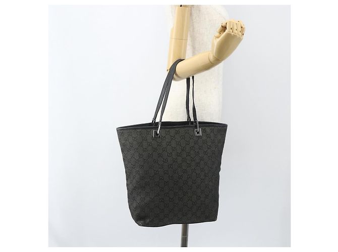 Borsa Tote GG Canvas Gucci Nera Argento 31243 Auth 151751 Nero - vista 21