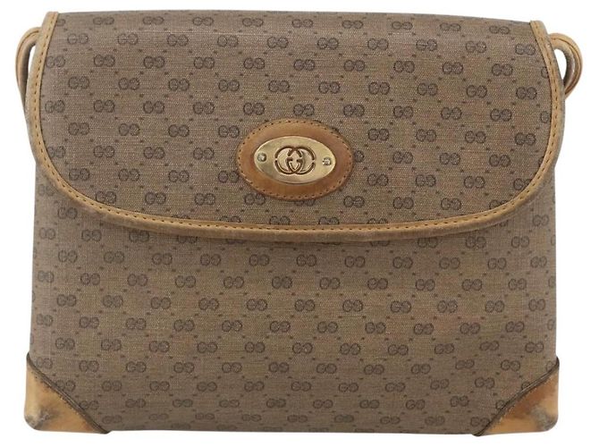 Gucci Borsa a Spalla Micro GG Supreme PVC Beige Oro 007 49 5548 Auth 151458 D'oro - vista 13