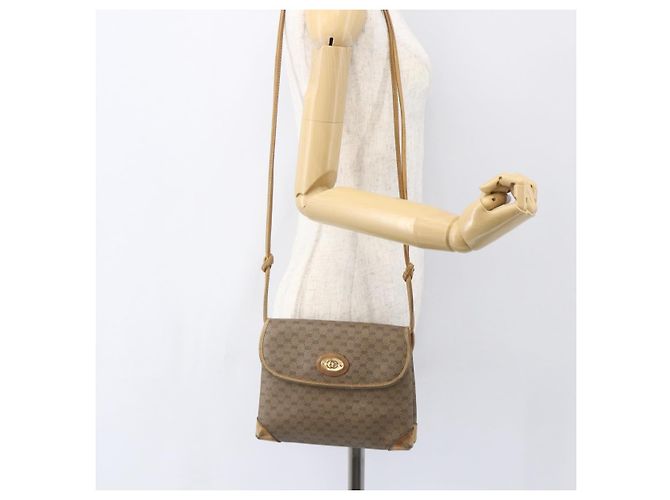 Gucci Borsa a Spalla Micro GG Supreme PVC Beige Oro 007 49 5548 Auth 151458 D'oro - vista 23