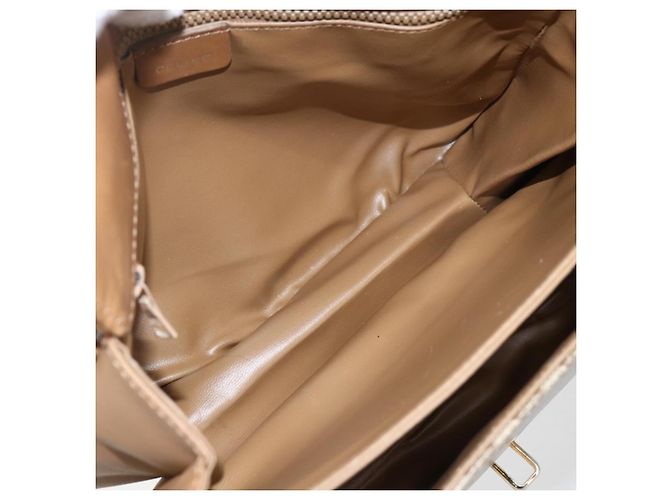 Céline Borsa a Spalla in Tela Macadam CELINE PVC Beige Oro Auth ka545 D'oro - vista 10