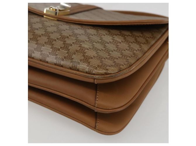 Céline Borsa a Spalla in Tela Macadam CELINE PVC Beige Oro Auth ka545 D'oro - vista 14