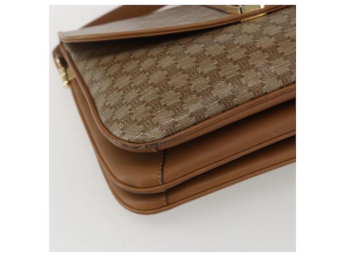 Céline Borsa a Spalla in Tela Macadam CELINE PVC Beige Oro Auth ka545 D'oro - vista 15