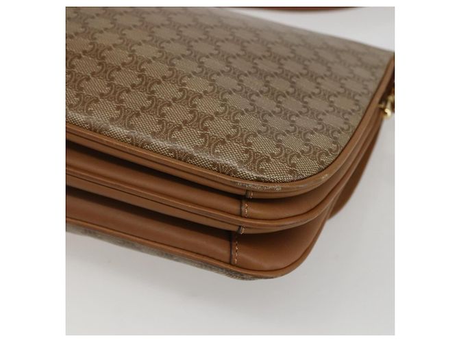 Céline Borsa a Spalla in Tela Macadam CELINE PVC Beige Oro Auth ka545 D'oro - vista 16