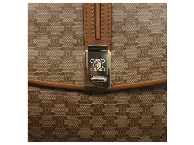 Céline Borsa a Spalla in Tela Macadam CELINE PVC Beige Oro Auth ka545 D'oro - vista 17