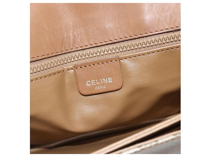 Céline Borsa a Spalla in Tela Macadam CELINE PVC Beige Oro Auth ka545 D'oro - vista 18