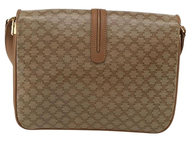 Céline Borsa a Spalla in Tela Macadam CELINE PVC Beige Oro Auth ka545 D'oro - vista 2