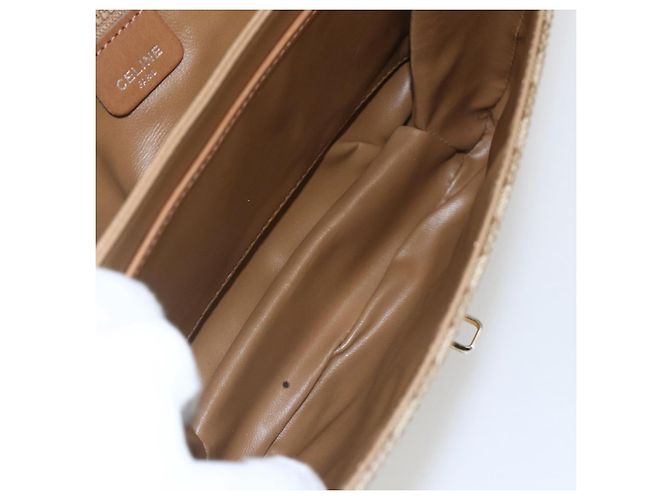 Céline Borsa a Spalla in Tela Macadam CELINE PVC Beige Oro Auth ka545 D'oro - vista 22