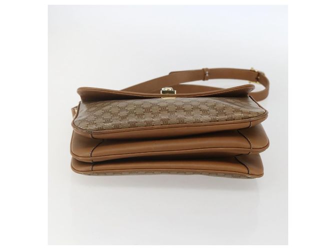 Céline Borsa a Spalla in Tela Macadam CELINE PVC Beige Oro Auth ka545 D'oro - vista 5