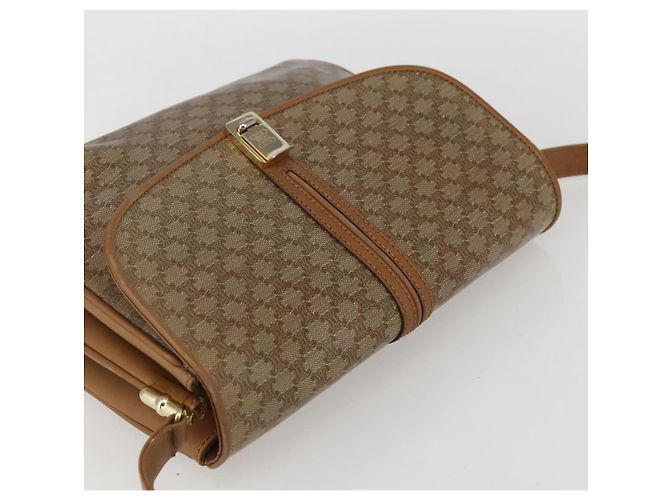 Céline Borsa a Spalla in Tela Macadam CELINE PVC Beige Oro Auth ka545 D'oro - vista 6