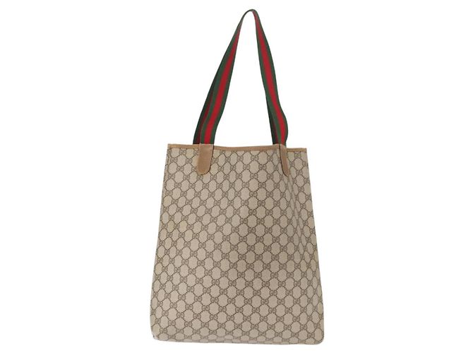 Borsa Gucci GG Supreme Web Sherry Line PVC Beige Rosso Verde 02 003 53 Auth 155240 - vista 2