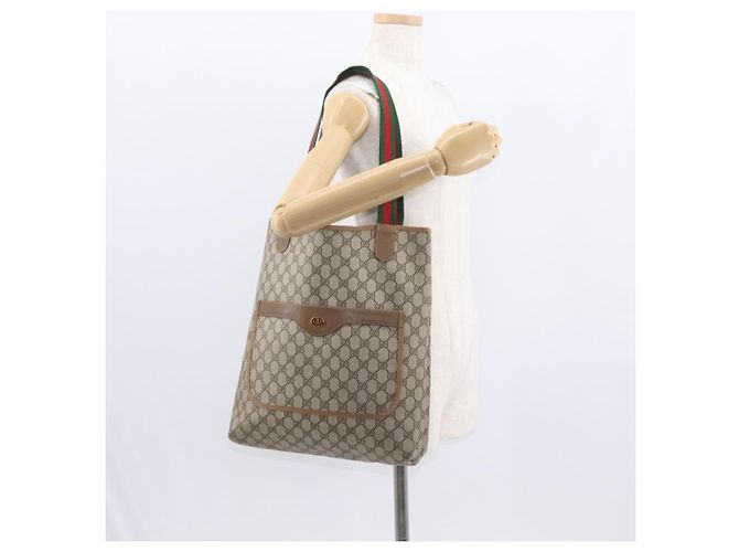 Borsa Gucci GG Supreme Web Sherry Line PVC Beige Rosso Verde 02 003 53 Auth 155240 - vista 20