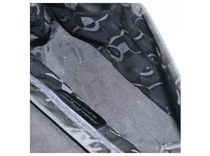 Borsa a spalla Vala Salvatore Ferragamo in pelle verniciata nera argento Auth bs31352 - vista 11