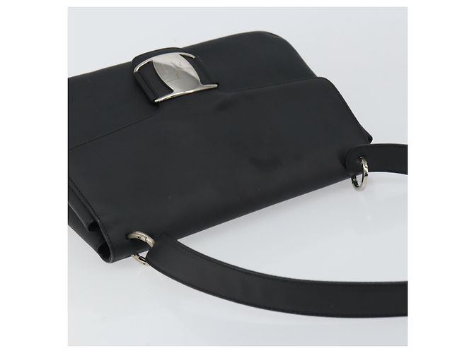 Borsa a spalla Vala Salvatore Ferragamo in pelle verniciata nera argento Auth bs31352 - vista 6