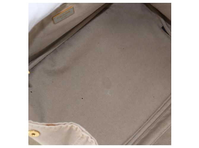 PRADA Canapa GM Borsa a mano in tela beige oro Auth 151619 D'oro - vista 11