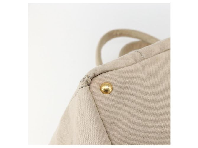 PRADA Canapa GM Borsa a mano in tela beige oro Auth 151619 D'oro - vista 14