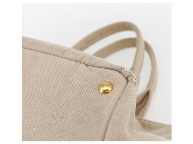 PRADA Canapa GM Borsa a mano in tela beige oro Auth 151619 D'oro - vista 15