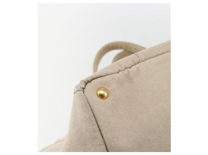 PRADA Canapa GM Borsa a mano in tela beige oro Auth 151619 D'oro - vista 16