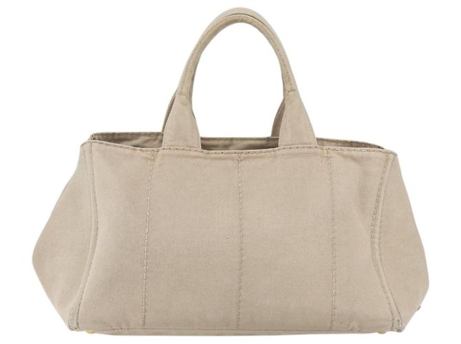 PRADA Canapa GM Borsa a mano in tela beige oro Auth 151619 D'oro - vista 2