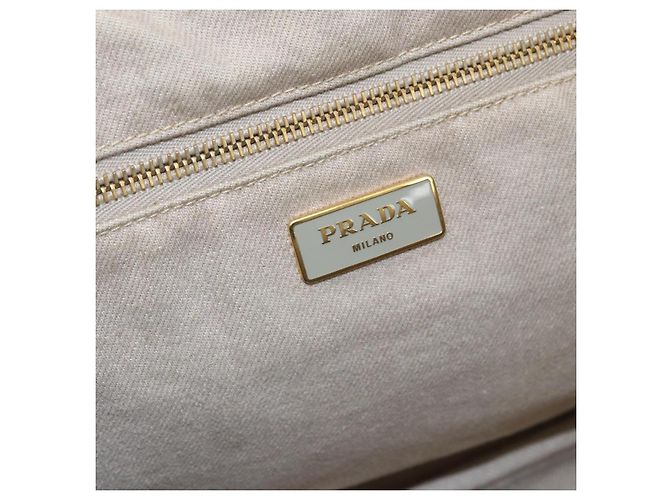 PRADA Canapa GM Borsa a mano in tela beige oro Auth 151619 D'oro - vista 21