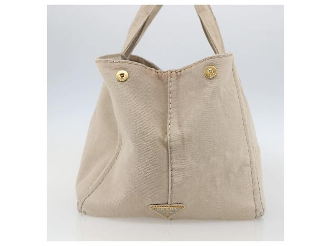 PRADA Canapa GM Borsa a mano in tela beige oro Auth 151619 D'oro - vista 3