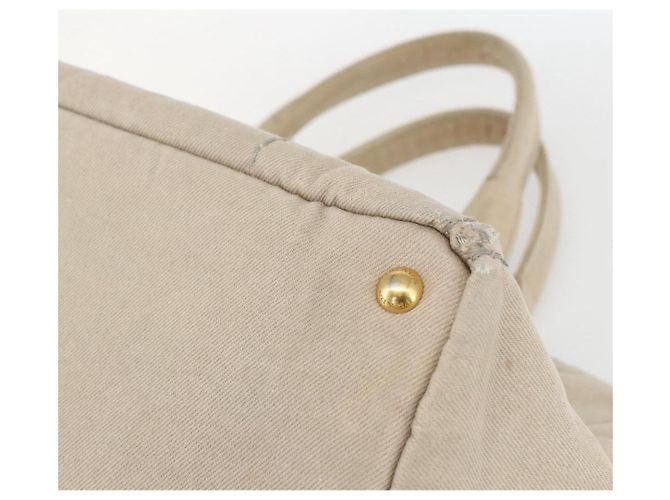 PRADA Canapa GM Borsa a mano in tela beige oro Auth 151619 D'oro - vista 9