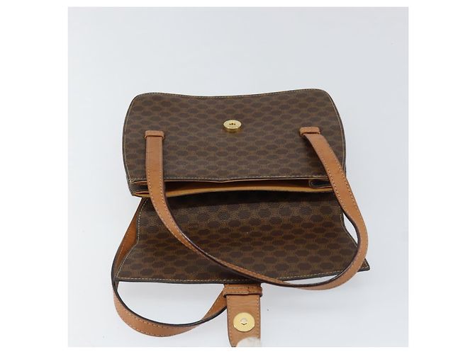 Céline Bolsa de mão em lona Macadam Medallion CELINE em couro PVC marrom dourado Auth 154716 - vista 10