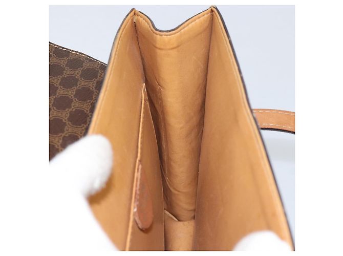 Céline Bolsa de mão em lona Macadam Medallion CELINE em couro PVC marrom dourado Auth 154716 - vista 19