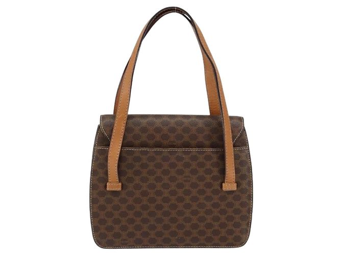 Céline Bolsa de mão em lona Macadam Medallion CELINE em couro PVC marrom dourado Auth 154716 - vista 2