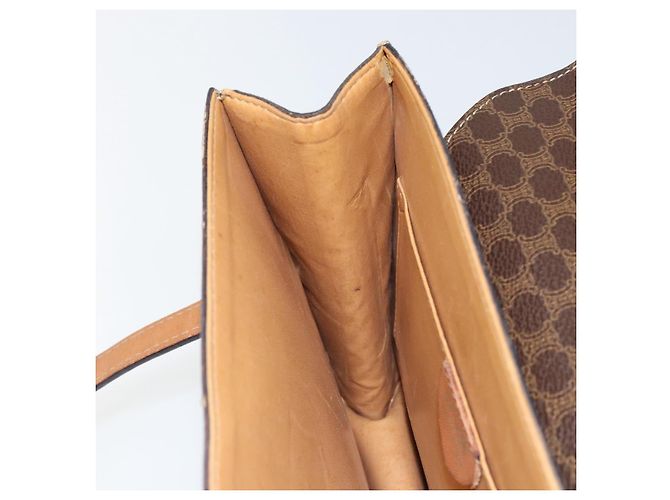 Céline Bolsa de mão em lona Macadam Medallion CELINE em couro PVC marrom dourado Auth 154716 - vista 20