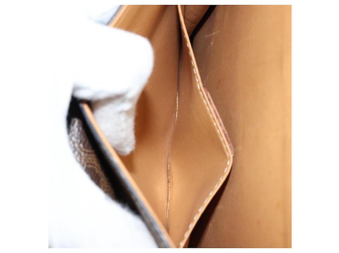 Céline Bolsa de mão em lona Macadam Medallion CELINE em couro PVC marrom dourado Auth 154716 - vista 21
