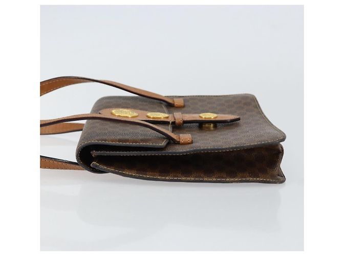 Céline Bolsa de mão em lona Macadam Medallion CELINE em couro PVC marrom dourado Auth 154716 - vista 4