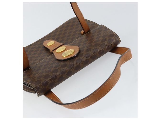 Céline Bolsa de mão em lona Macadam Medallion CELINE em couro PVC marrom dourado Auth 154716 - vista 6
