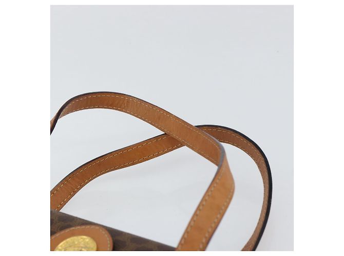 Céline Bolsa de mão em lona Macadam Medallion CELINE em couro PVC marrom dourado Auth 154716 - vista 8