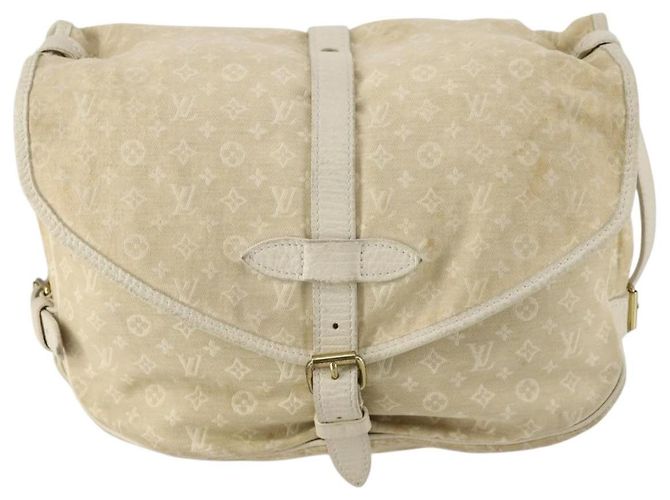 LOUIS VUITTON Monogram Mini Lin Saumur PM Bag Ivory Dunne M95314 LV Auth 153946 Cream - view 13
