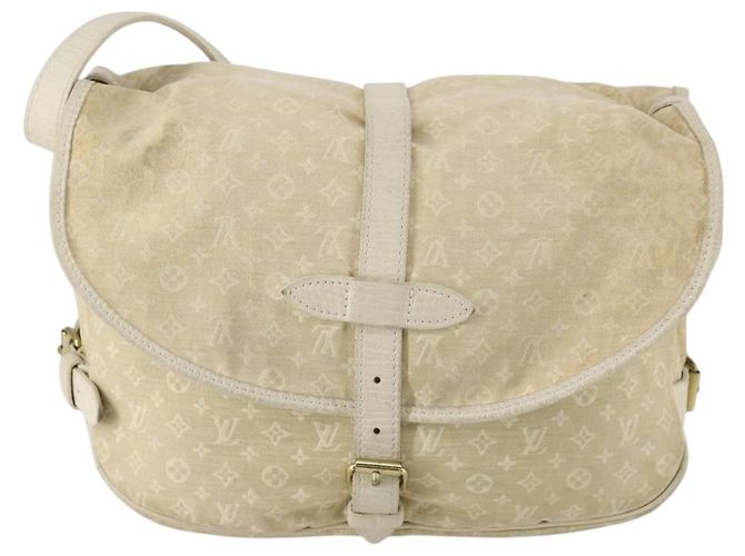 LOUIS VUITTON Monogram Mini Lin Saumur PM Bag Ivory Dunne M95314 LV Auth 153946 Cream - view 2