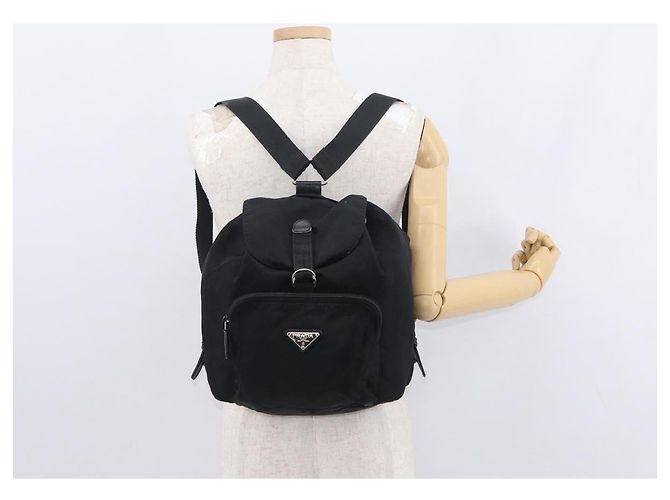 Mochila PRADA de nylon negra plateada auténtica bs31366 Negro Plata - vista 27