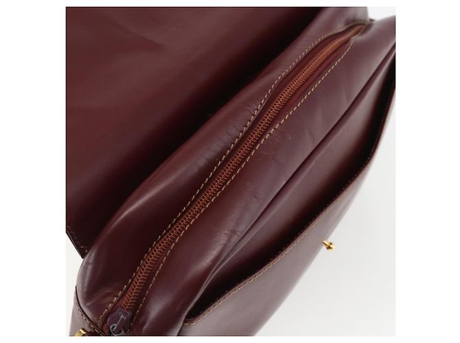 CARTIER Borsa a Spalla Must Line Pelle Bordeaux Oro Auth 151746 D'oro Bordò - vista 10