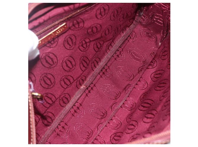 CARTIER Borsa a Spalla Must Line Pelle Bordeaux Oro Auth 151746 D'oro Bordò - vista 11