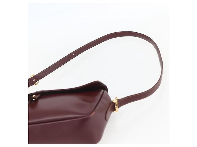CARTIER Borsa a Spalla Must Line Pelle Bordeaux Oro Auth 151746 D'oro Bordò - vista 14