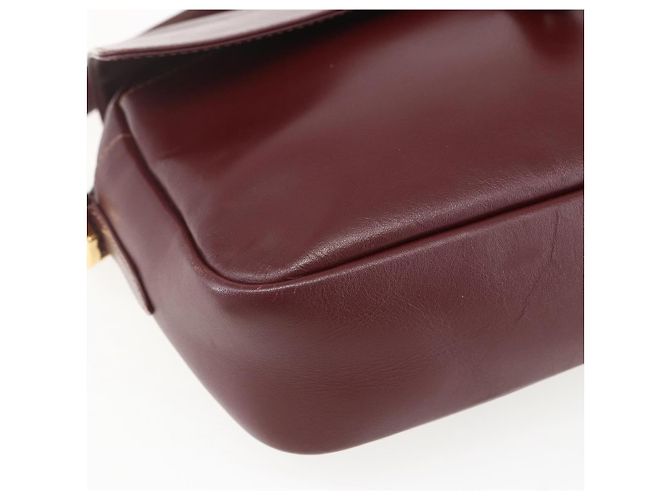 CARTIER Borsa a Spalla Must Line Pelle Bordeaux Oro Auth 151746 D'oro Bordò - vista 15