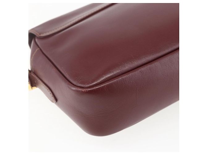 CARTIER Borsa a Spalla Must Line Pelle Bordeaux Oro Auth 151746 D'oro Bordò - vista 17
