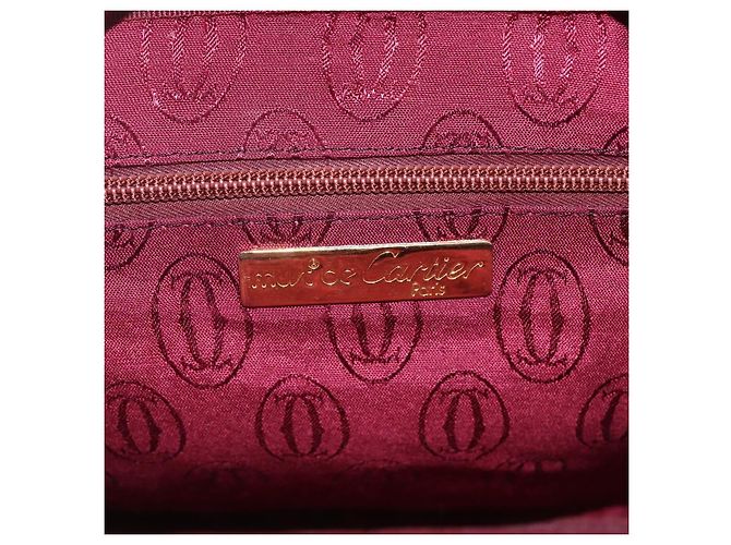 CARTIER Borsa a Spalla Must Line Pelle Bordeaux Oro Auth 151746 D'oro Bordò - vista 18