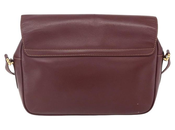CARTIER Borsa a Spalla Must Line Pelle Bordeaux Oro Auth 151746 D'oro Bordò - vista 2