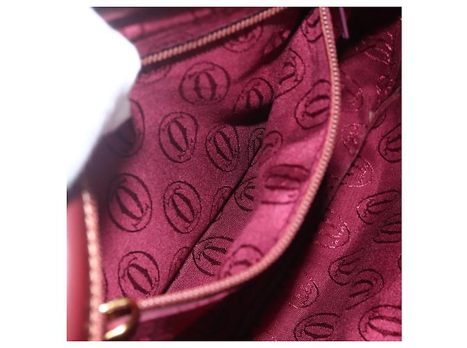 CARTIER Borsa a Spalla Must Line Pelle Bordeaux Oro Auth 151746 D'oro Bordò - vista 21