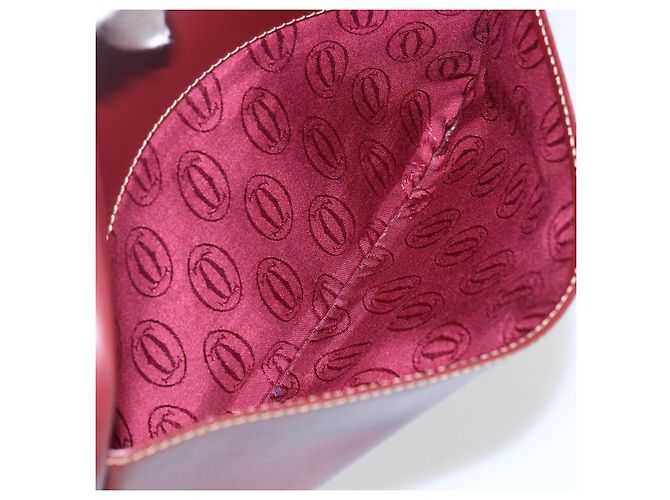 CARTIER Borsa a Spalla Must Line Pelle Bordeaux Oro Auth 151746 D'oro Bordò - vista 22