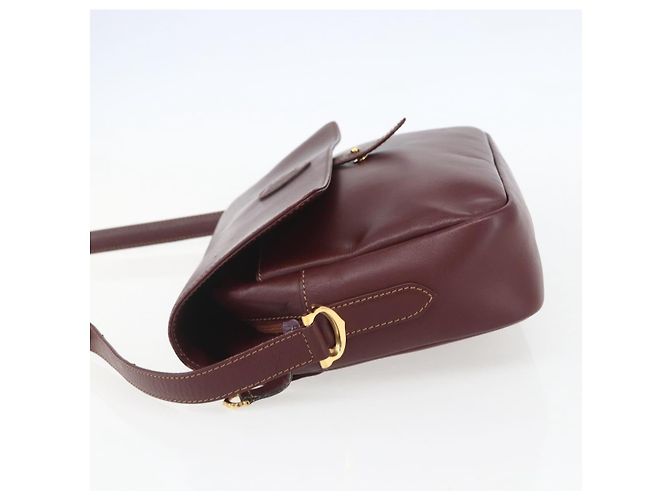 CARTIER Borsa a Spalla Must Line Pelle Bordeaux Oro Auth 151746 D'oro Bordò - vista 3