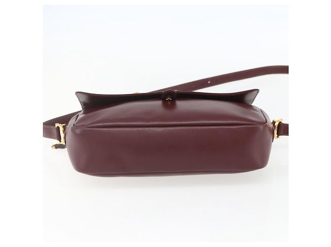 CARTIER Borsa a Spalla Must Line Pelle Bordeaux Oro Auth 151746 D'oro Bordò - vista 5
