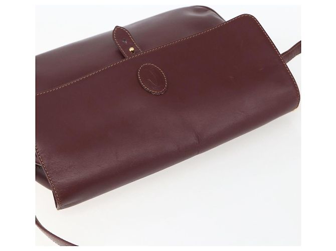 CARTIER Borsa a Spalla Must Line Pelle Bordeaux Oro Auth 151746 D'oro Bordò - vista 6