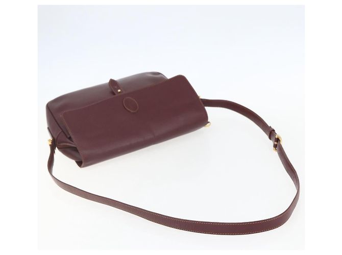 CARTIER Borsa a Spalla Must Line Pelle Bordeaux Oro Auth 151746 D'oro Bordò - vista 7