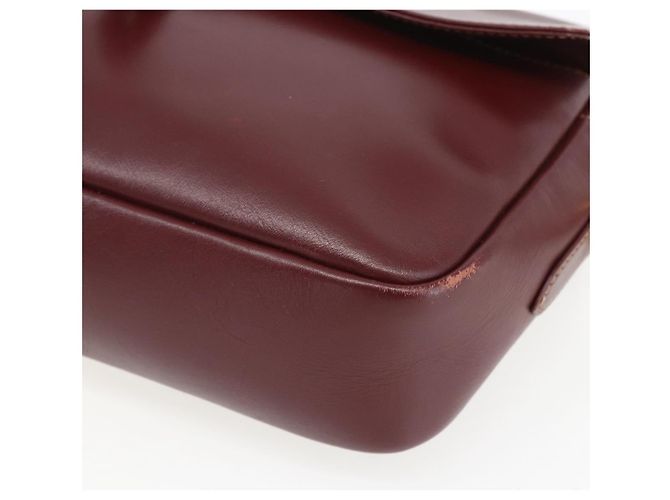 CARTIER Borsa a Spalla Must Line Pelle Bordeaux Oro Auth 151746 D'oro Bordò - vista 8